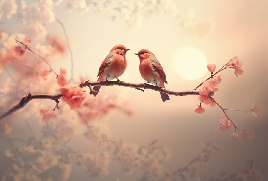 Deux oiseaux sur une branche