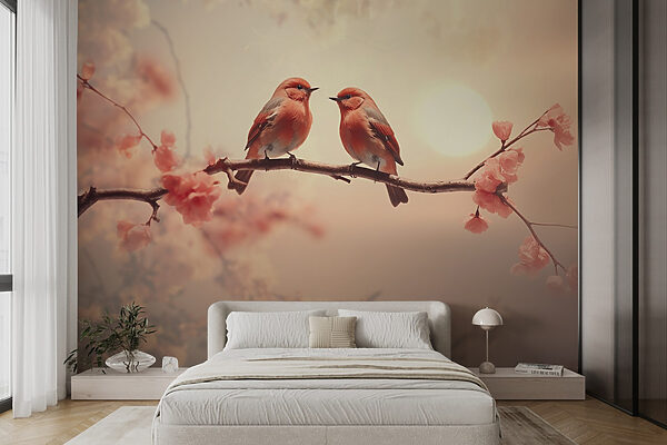 Deux oiseaux sur une branche Deux oiseaux sur une branche