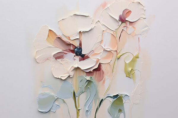 Painting of flowers on a white surface