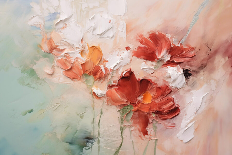 Peinture de fleurs sur toile