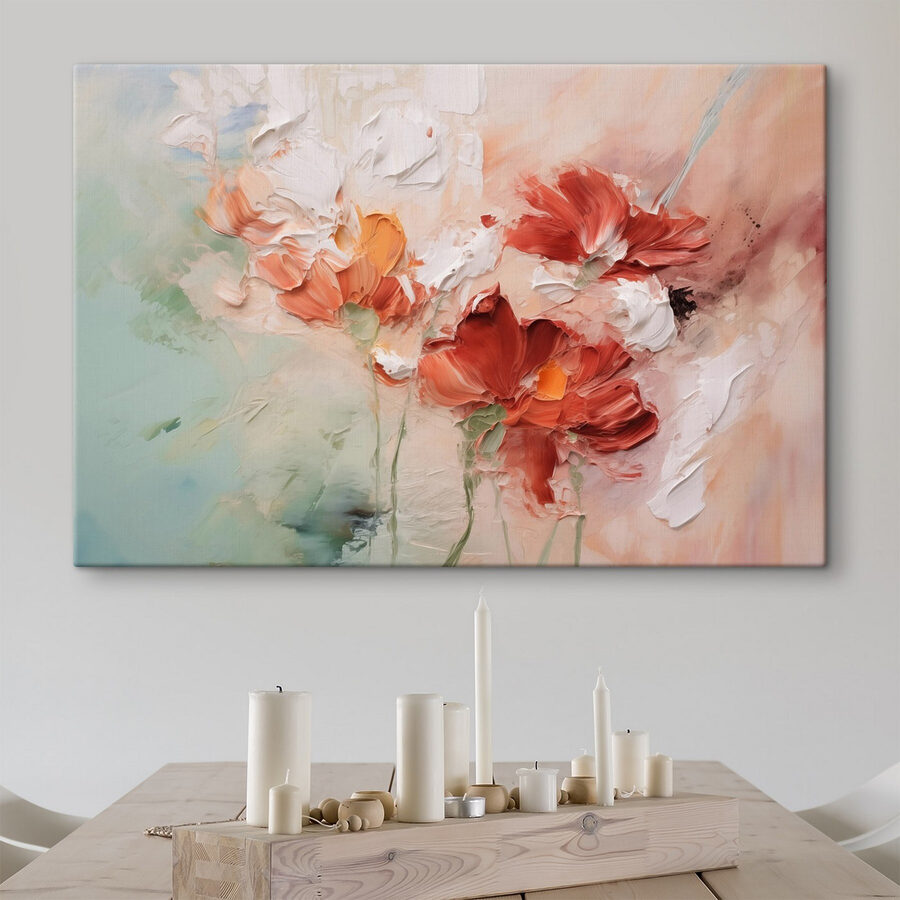 Peinture de fleurs sur toile