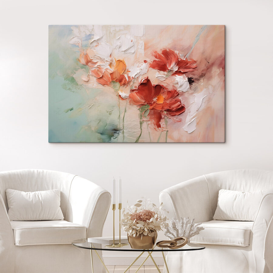 Peinture de fleurs sur toile
