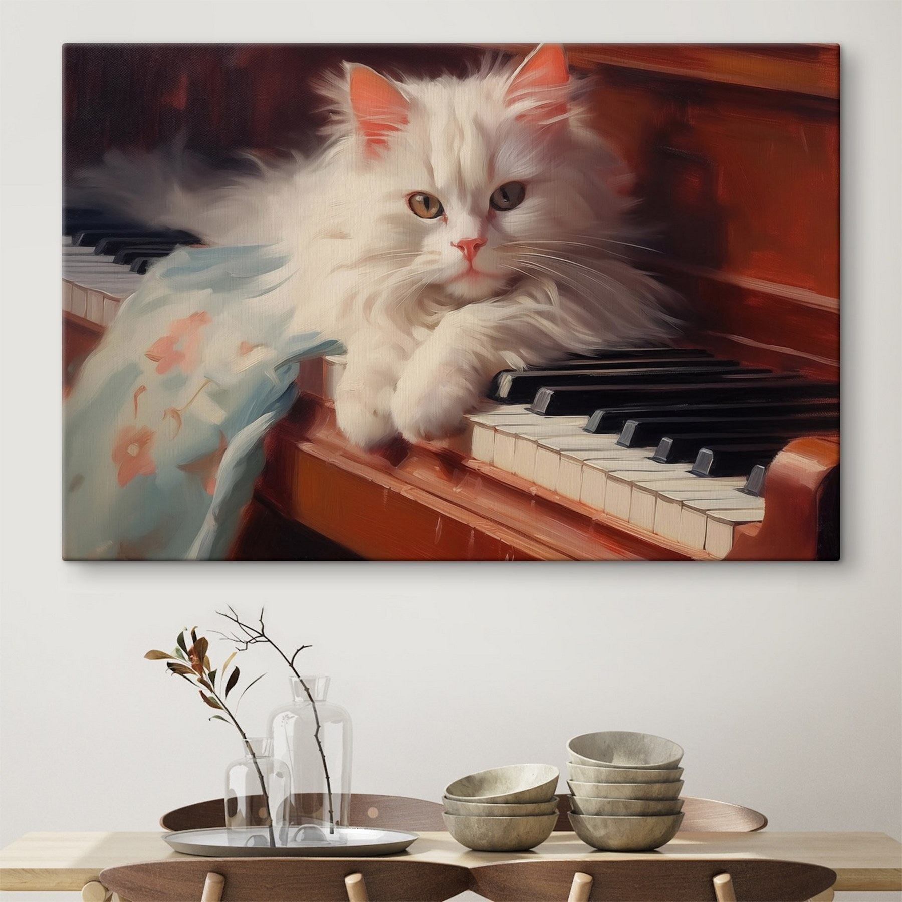 Cat lying on a piano Cat lying on a piano