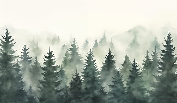 Groupe d'arbres dans le brouillard Groupe d'arbres dans le brouillard