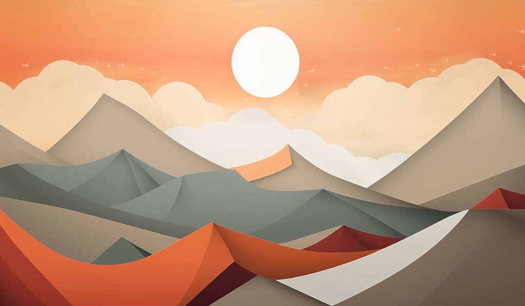 Chaîne de montagnes avec des collines orange et grises Chaîne de montagnes avec des collines orange et grises
