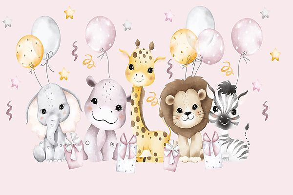 Groupe d'animaux avec des ballons Groupe d'animaux avec des ballons