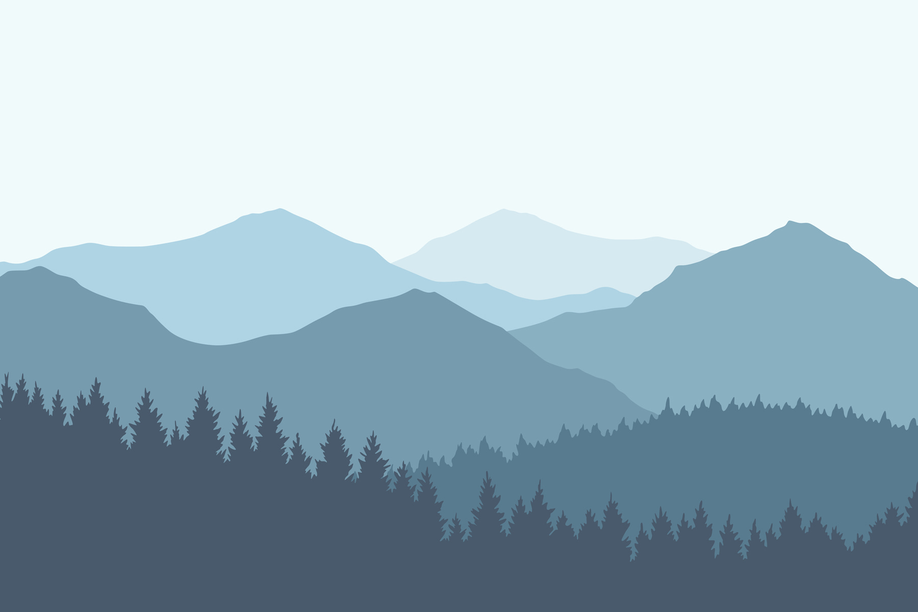 Landscape of mountains and trees