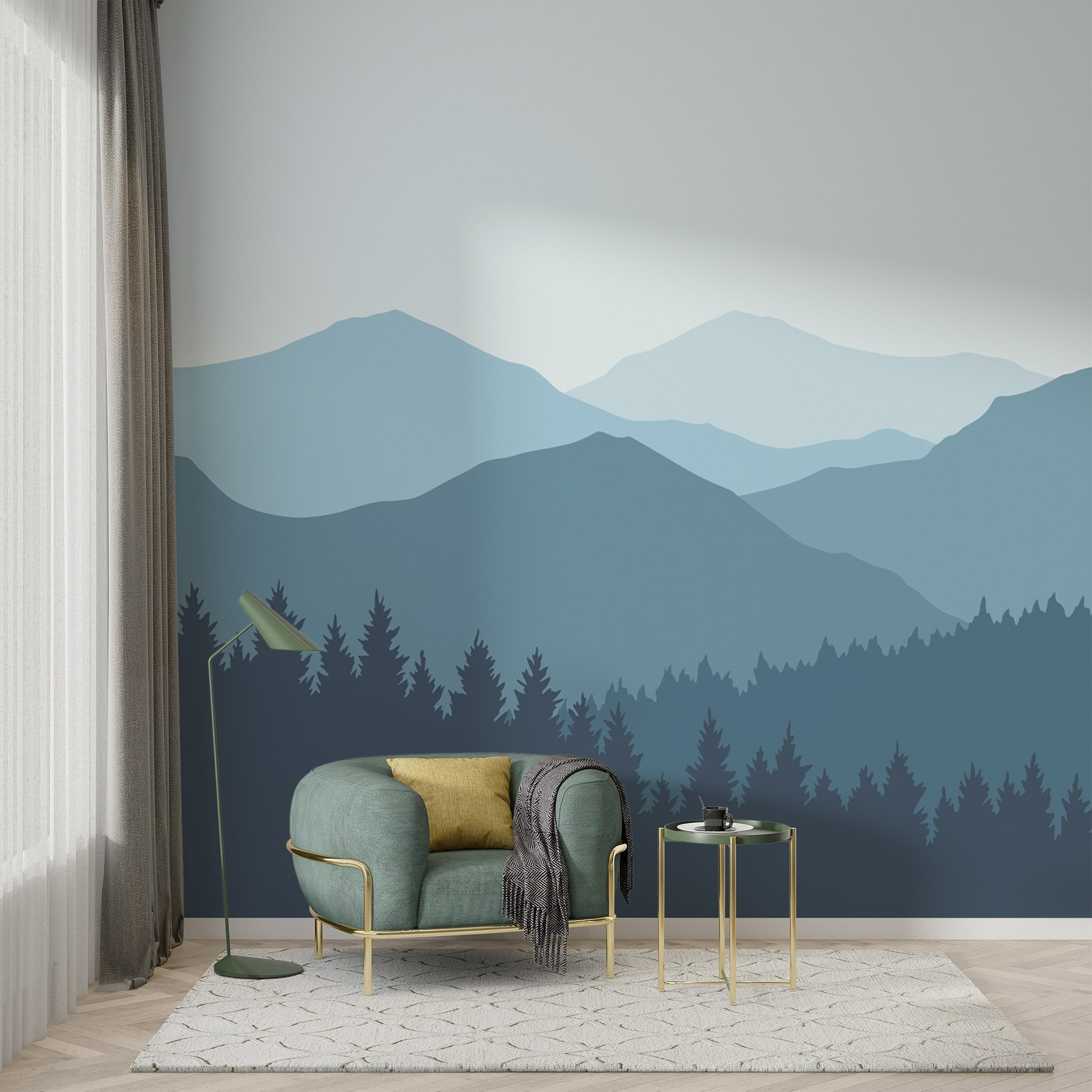 Landscape of mountains and trees