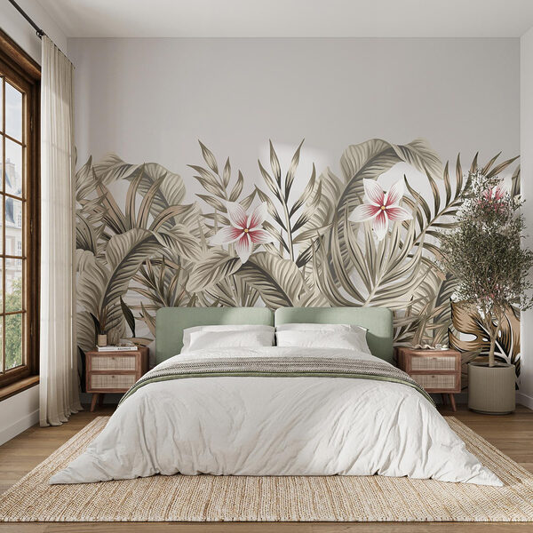 Feuillage tropical avec accents floraux Feuillage tropical avec accents floraux