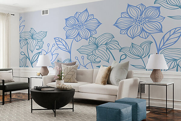Ligne de fleurs avec feuilles Ligne de fleurs avec feuilles