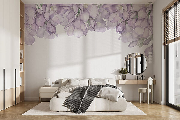 Rangée de fleurs violettes Papier peint Rangée de fleurs violettes
