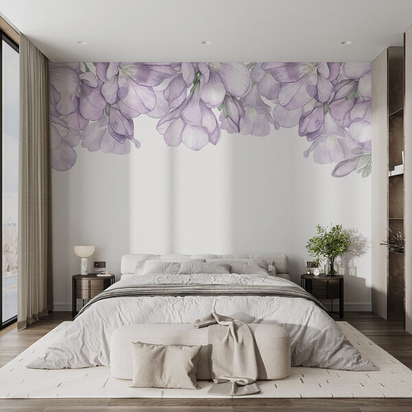 Row of purple flowers Row of purple flowers