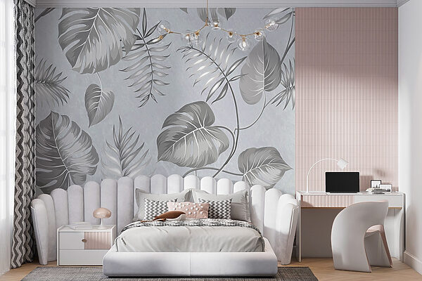 Motif floral gris et blanc Motif floral gris et blanc