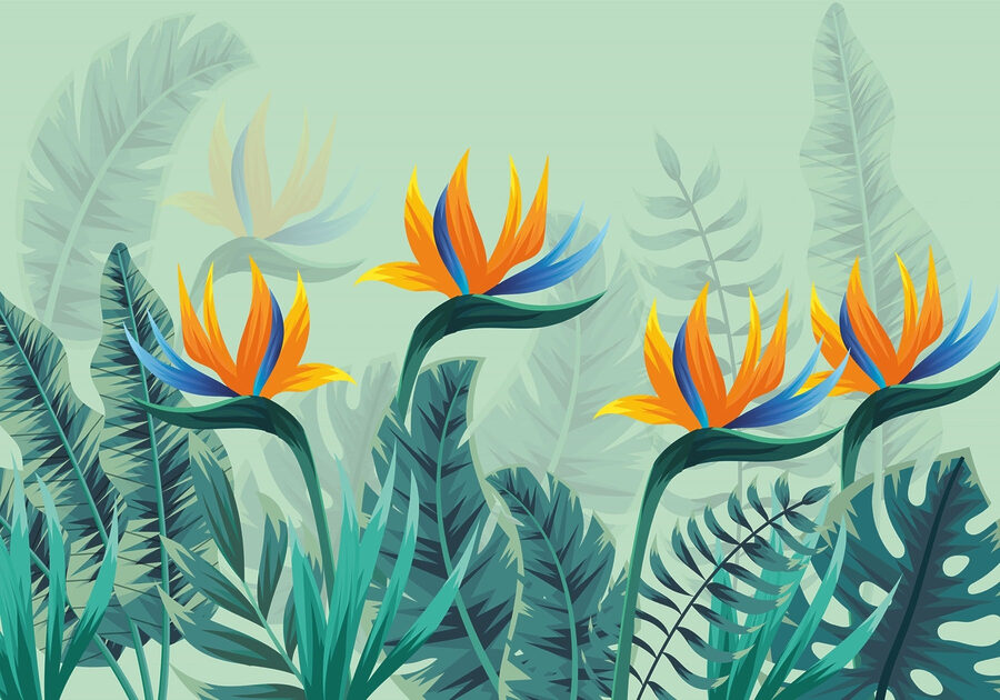 Groupe de fleurs et de feuilles