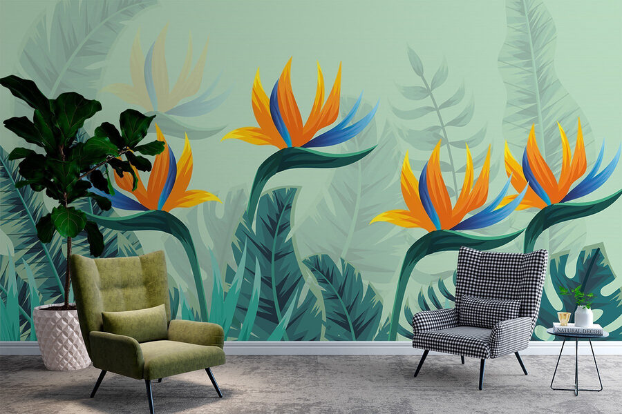 Groupe de fleurs et de feuilles
