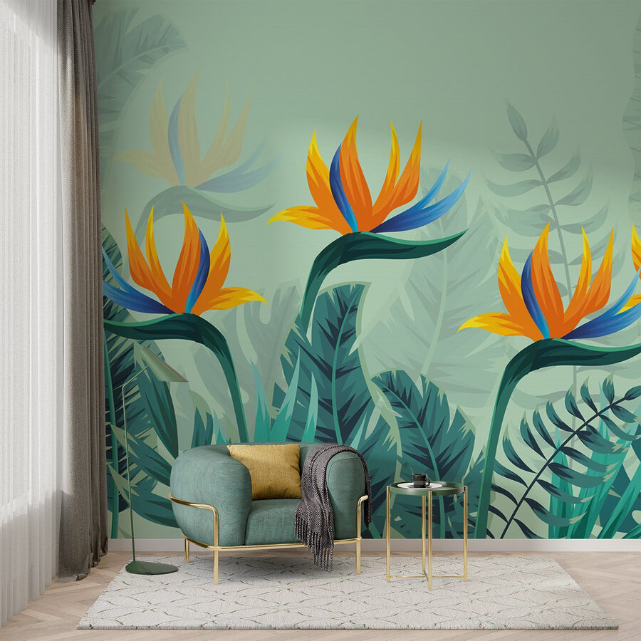 Groupe de fleurs et de feuilles