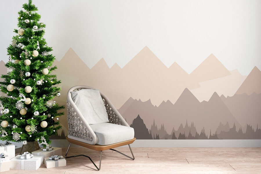 Papier peint Chaîne de montagnes avec des arbres – Image 2