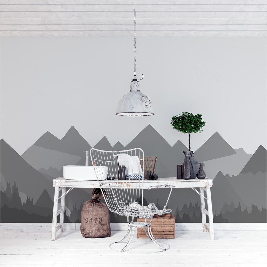 Montagnes grises et arbres