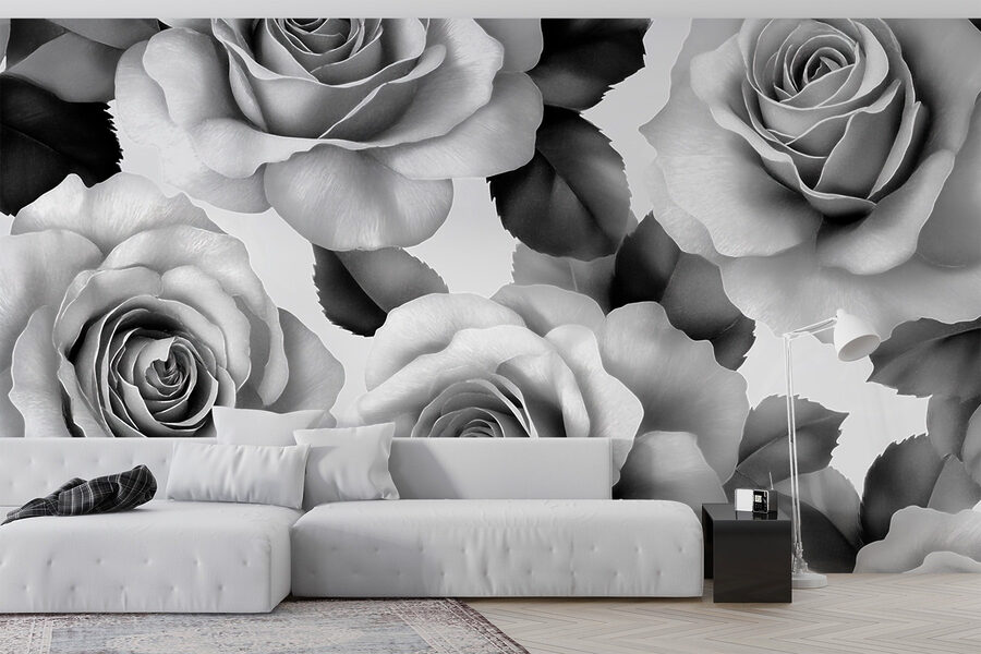 Groupe de roses avec feuilles
