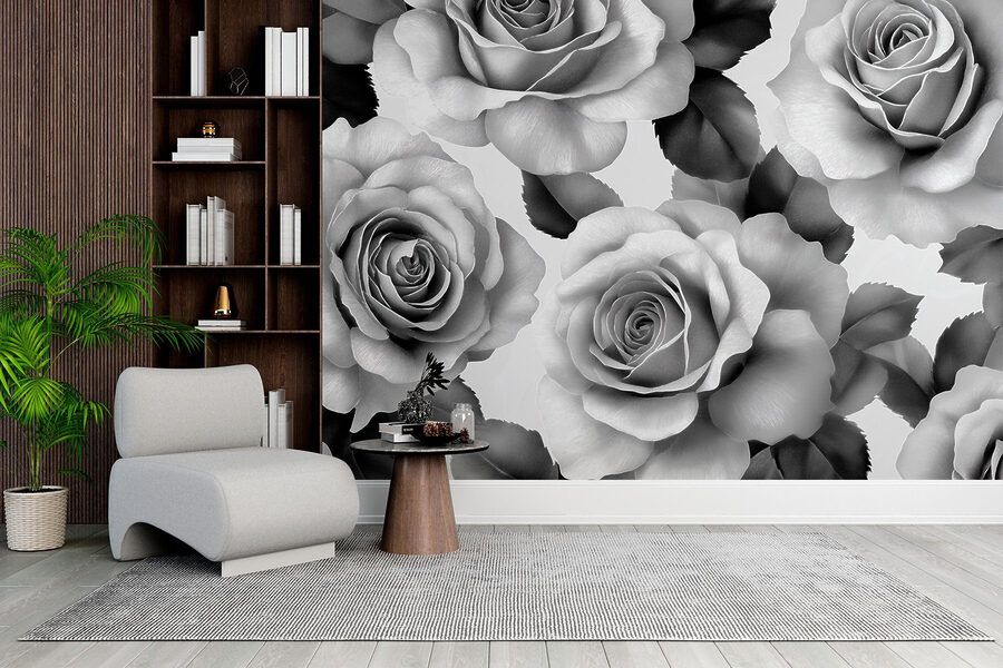 Groupe de roses avec feuilles