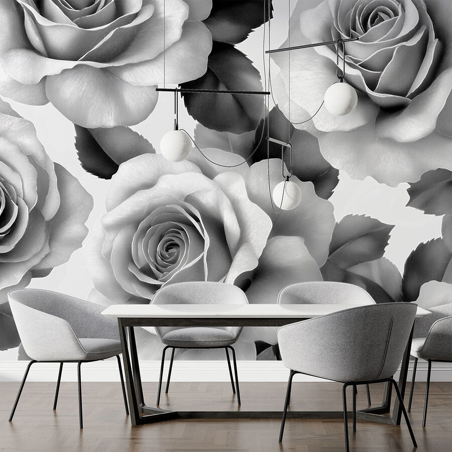 Groupe de roses avec feuilles