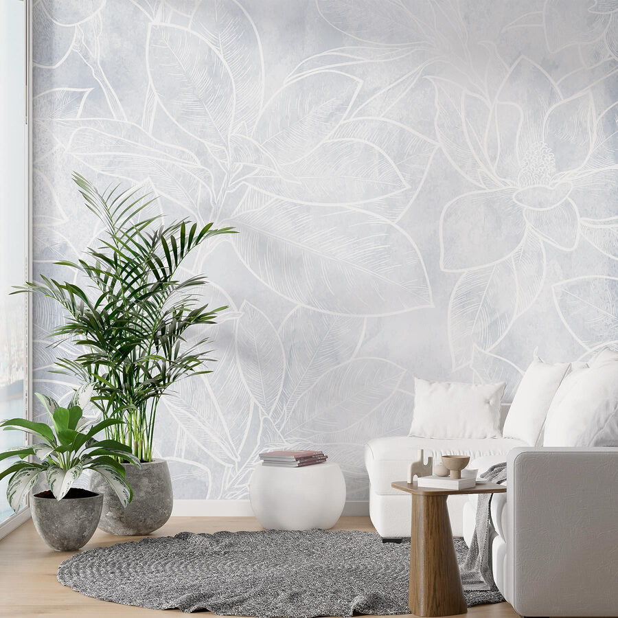 Motif floral blanc sur fond blanc Motif floral blanc sur fond blanc