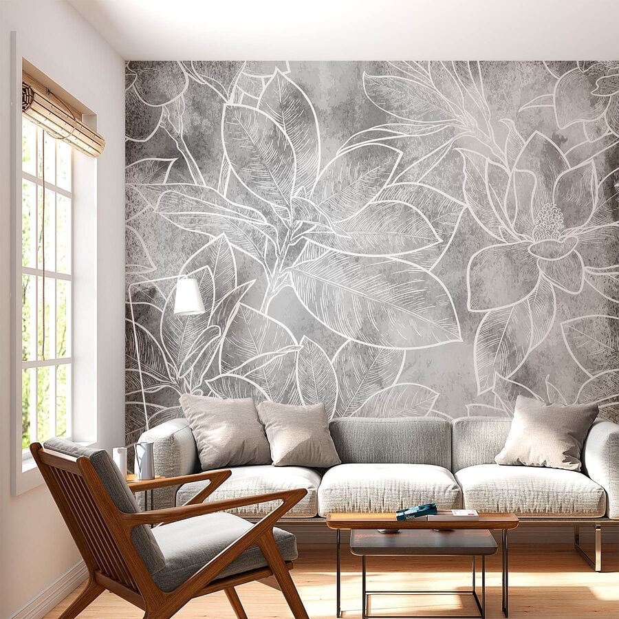 Dessin de fleurs au trait blanc