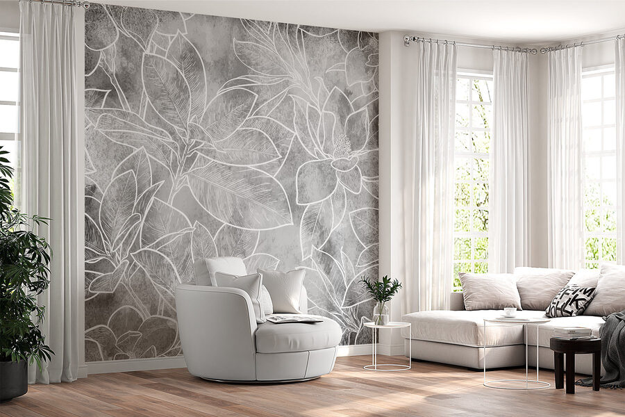 Dessin de fleurs au trait blanc