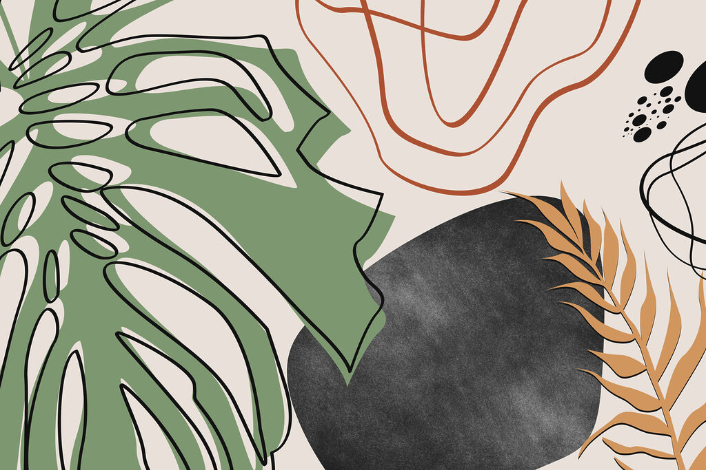Dessin d'un visage et d'une feuille Dessin d'un visage et d'une feuille