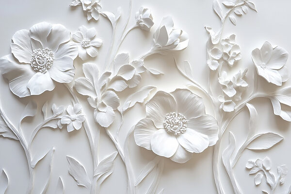 Mur blanc avec fleurs Mur blanc avec fleurs