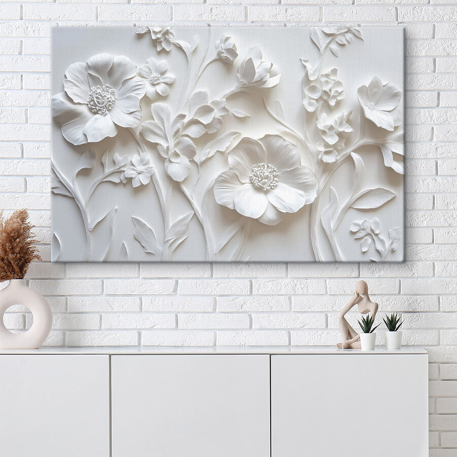 Mur blanc avec fleurs Mur blanc avec fleurs
