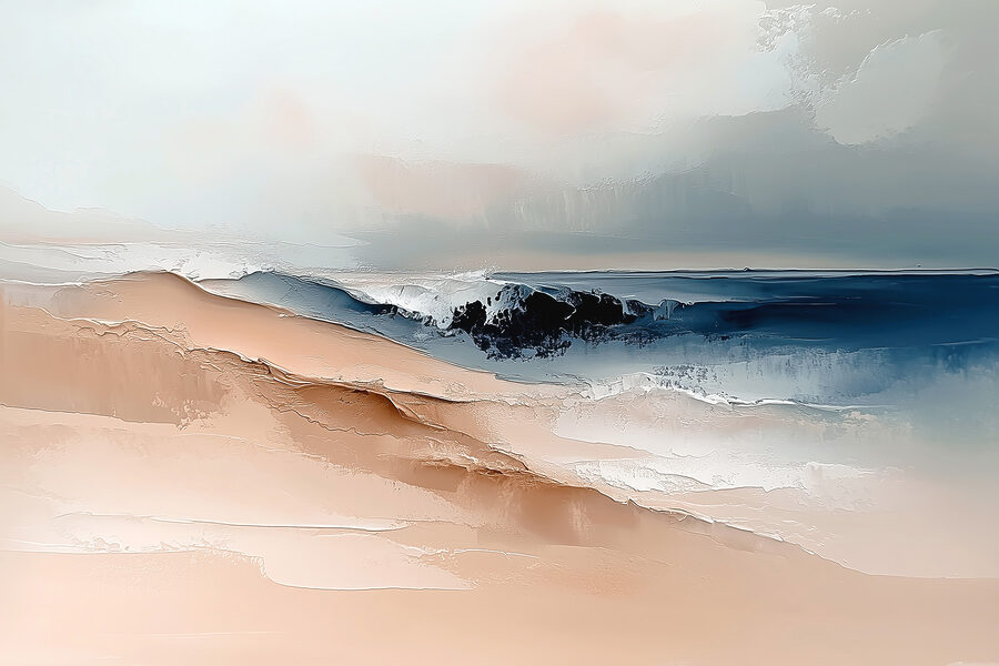 Dune de sable avec des vagues en arrière-plan