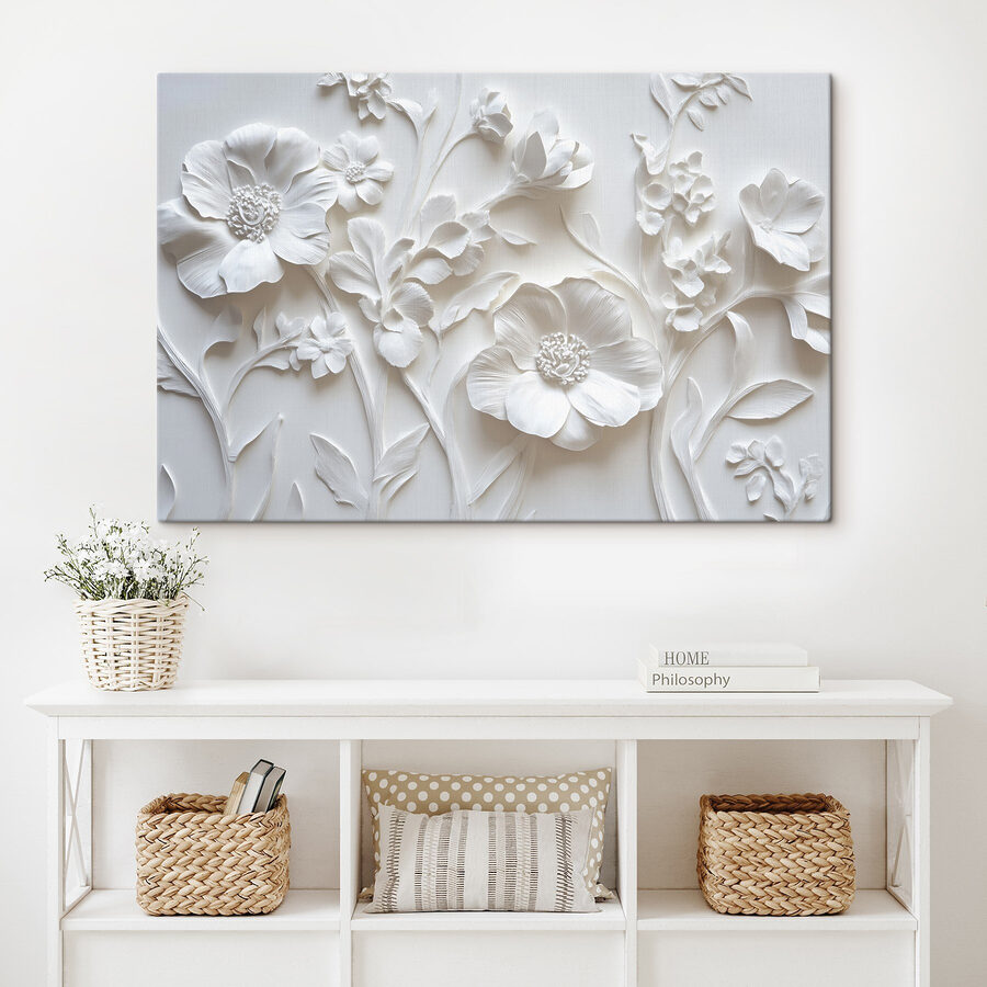 Mur blanc avec fleurs Mur blanc avec fleurs