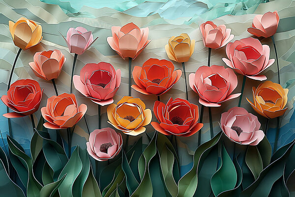 Groupe de fleurs en papier Groupe de fleurs en papier