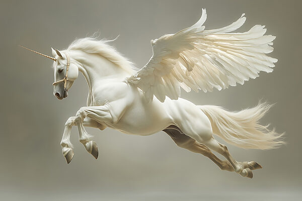 Cheval blanc avec des ailes Cheval blanc avec des ailes