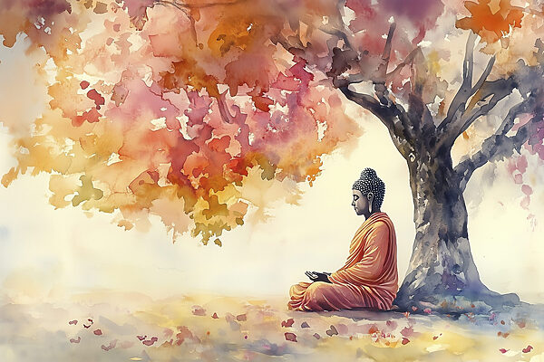 Aquarelle d'une personne assise sous un arbre Aquarelle d'une personne assise sous un arbre