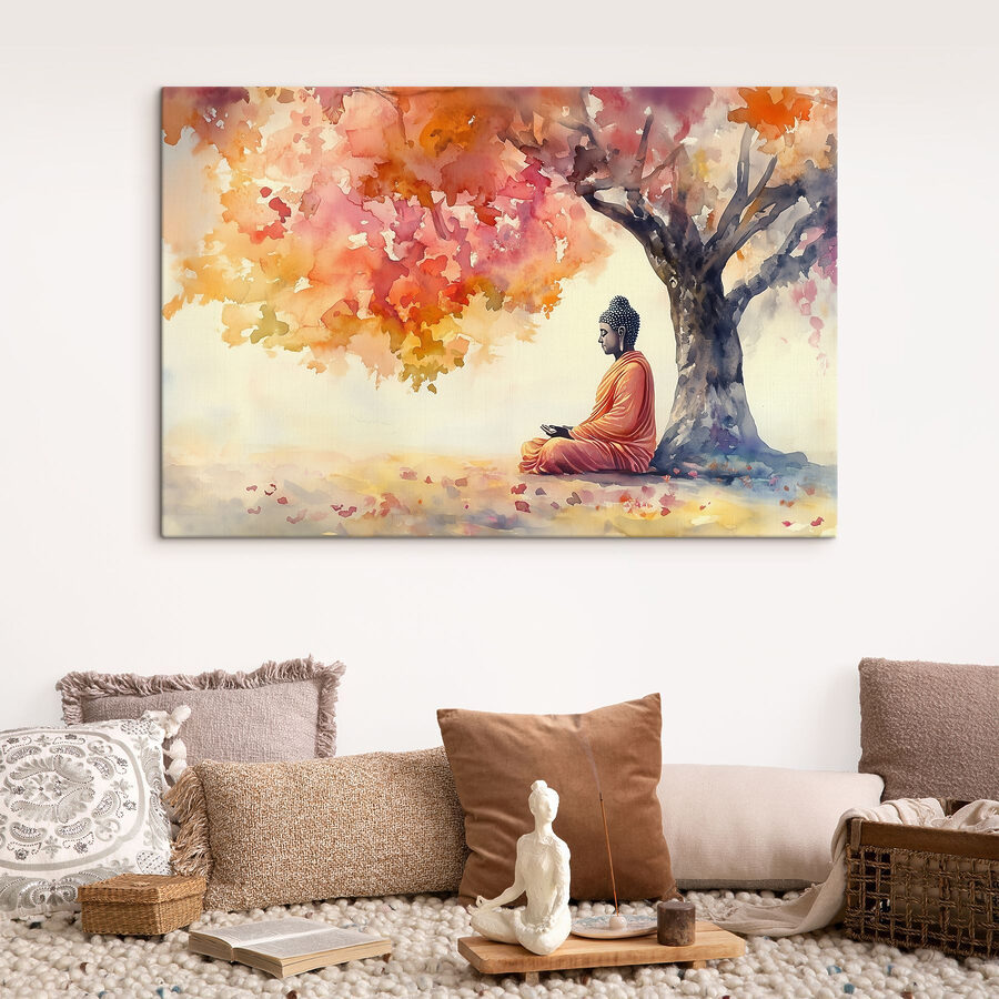 Aquarelle d'une personne assise sous un arbre