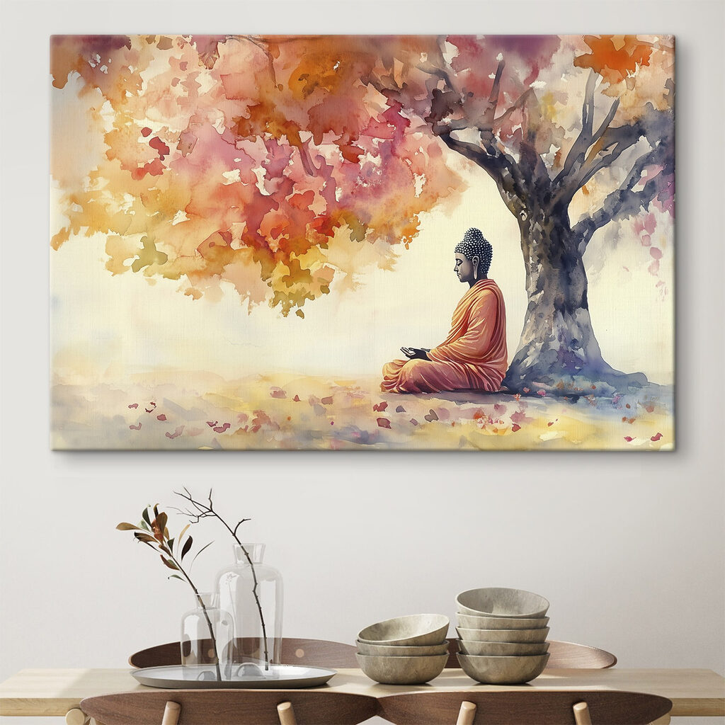 Watercolor painting of a person sitting under a tree