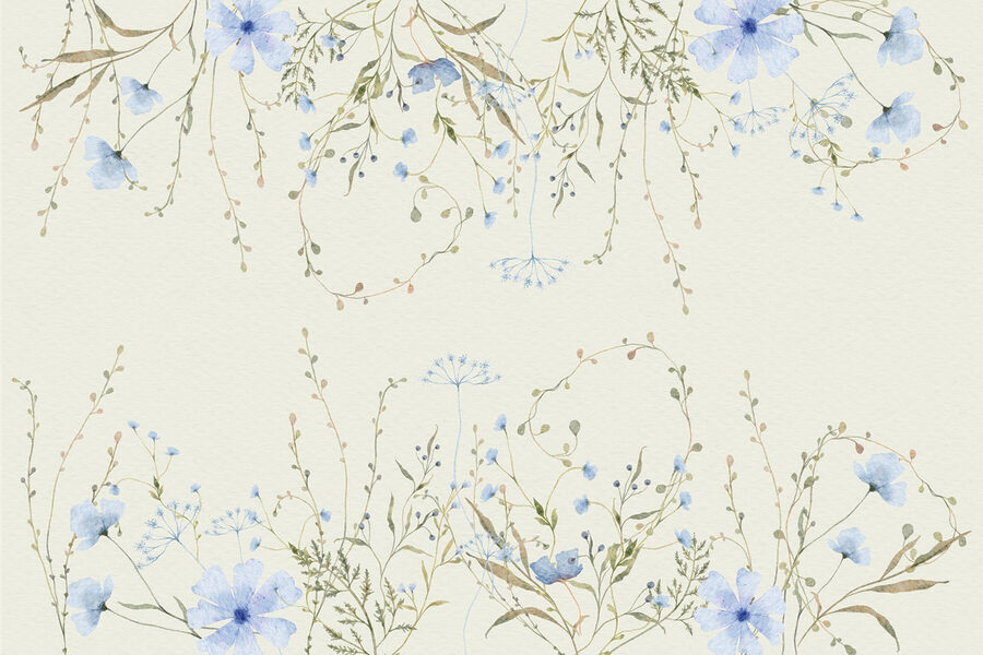 Aquarelle de fleurs et de feuilles