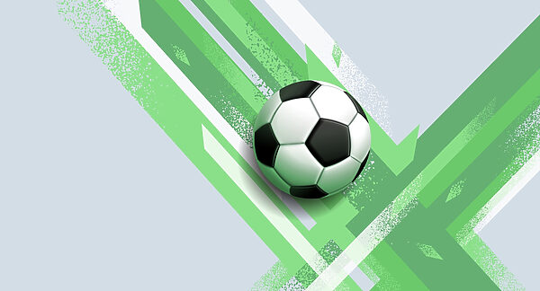 Ballon de football sur fond vert et blanc Ballon de football sur fond vert et blanc