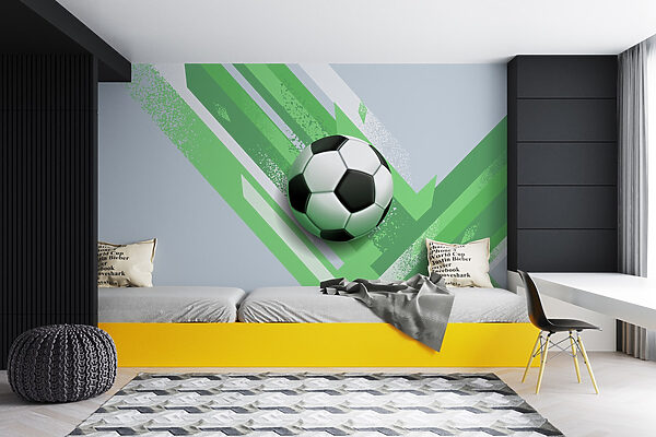 Ballon de football sur fond vert et blanc Ballon de football sur fond vert et blanc