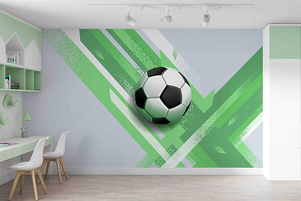 Ballon de football sur fond vert et blanc Ballon de football sur fond vert et blanc