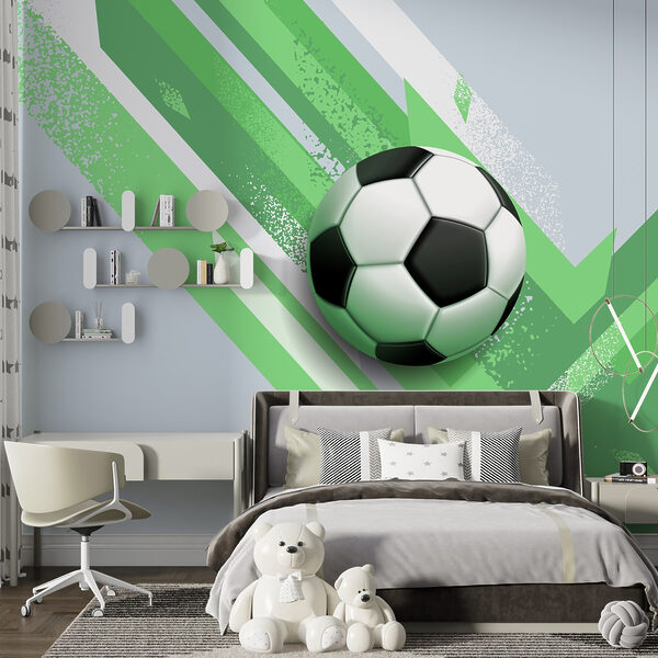 Ballon de football sur fond vert et blanc Ballon de football sur fond vert et blanc