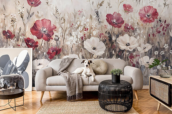 Peinture de fleurs dans un champ Peinture de fleurs dans un champ