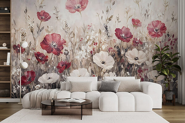 Peinture de fleurs dans un champ Peinture de fleurs dans un champ