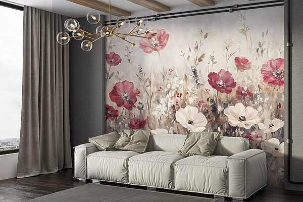 Peinture de fleurs dans un champ Peinture de fleurs dans un champ