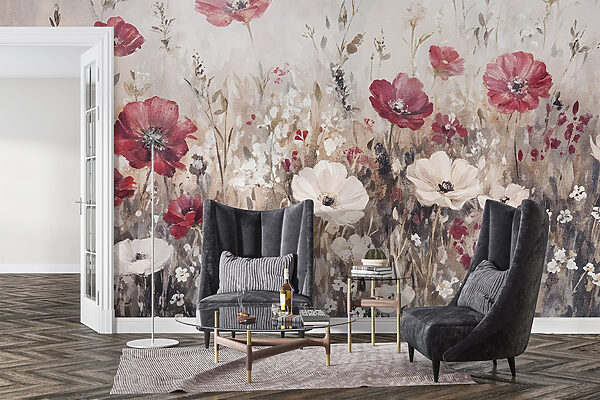 Peinture de fleurs dans un champ Peinture de fleurs dans un champ