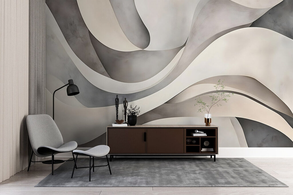 White and grey wavy shapes