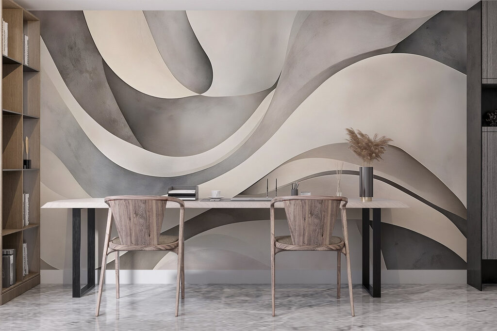 White and grey wavy shapes