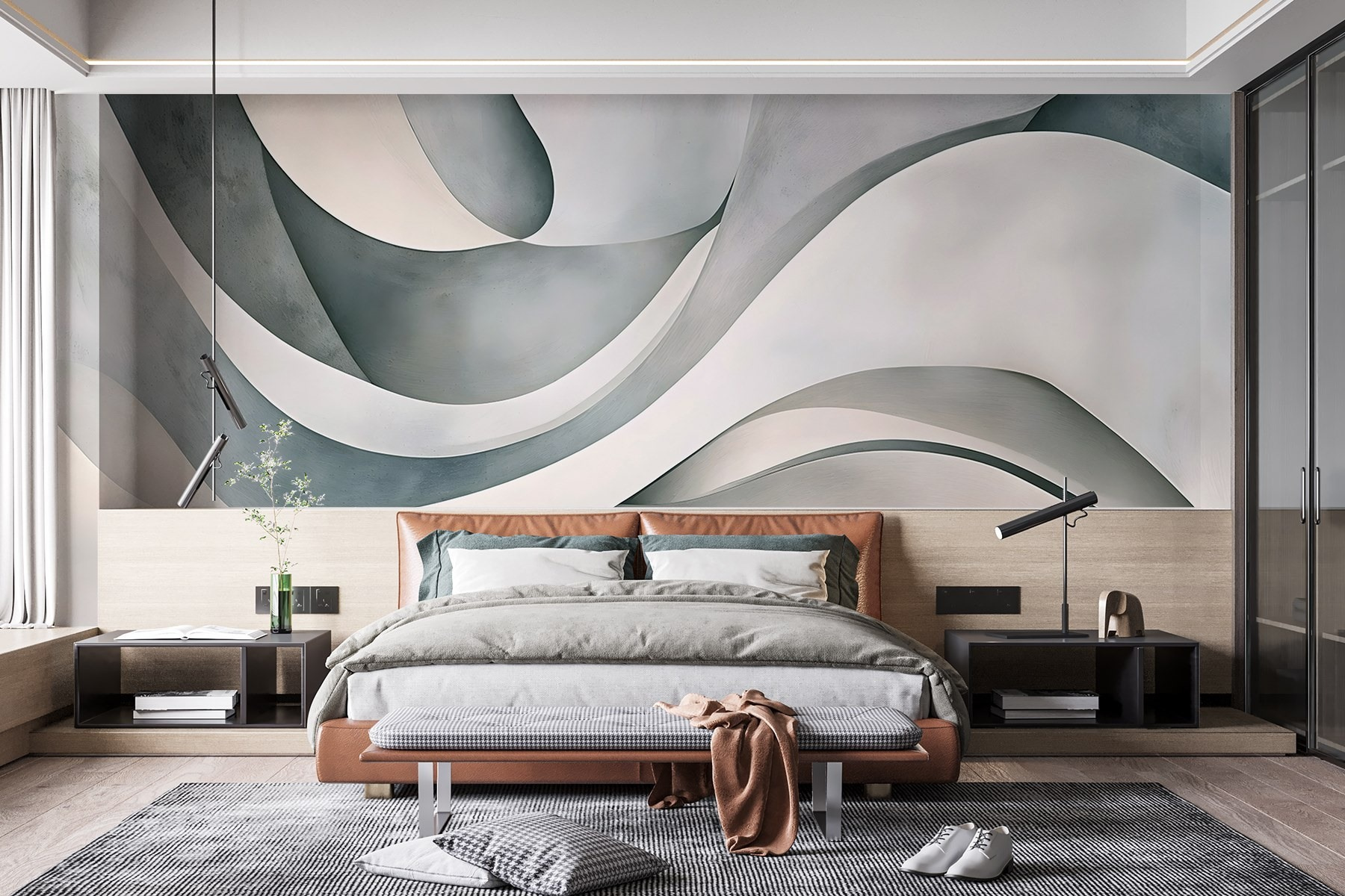 White and grey wavy lines White and grey wavy lines